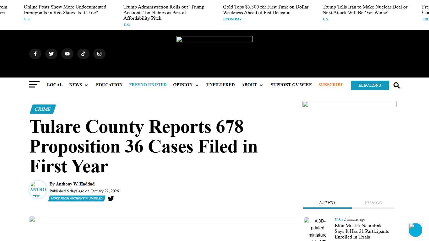 Tulare County Reports 678 Proposition 36 Cases Filed in First Year - GV Wire